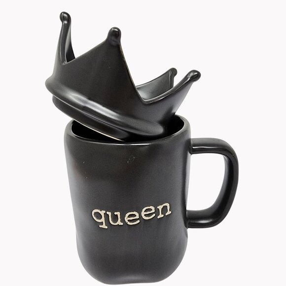 Joseph A. Black Ceramic Queen Mug With Crown Lid - Picture 1 of 8